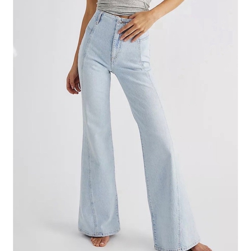 Free People Florence Flare Jeans High Rise Women 29 Light Indigo NWT